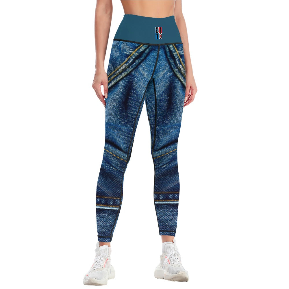 Denim Print Women's Comfort Sports Yoga Pants