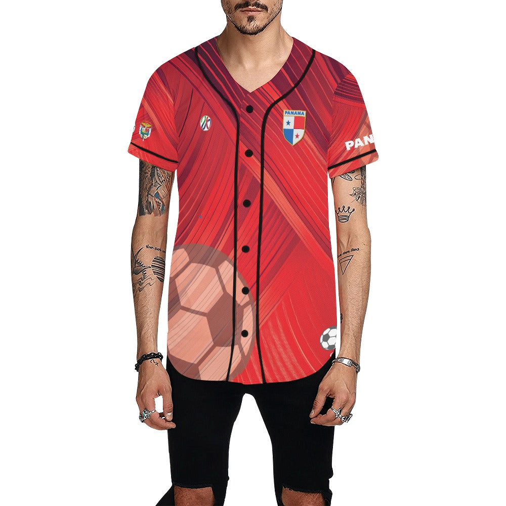 Panama Red Stripes Men's All Over Print Baseball Jersey (T50)