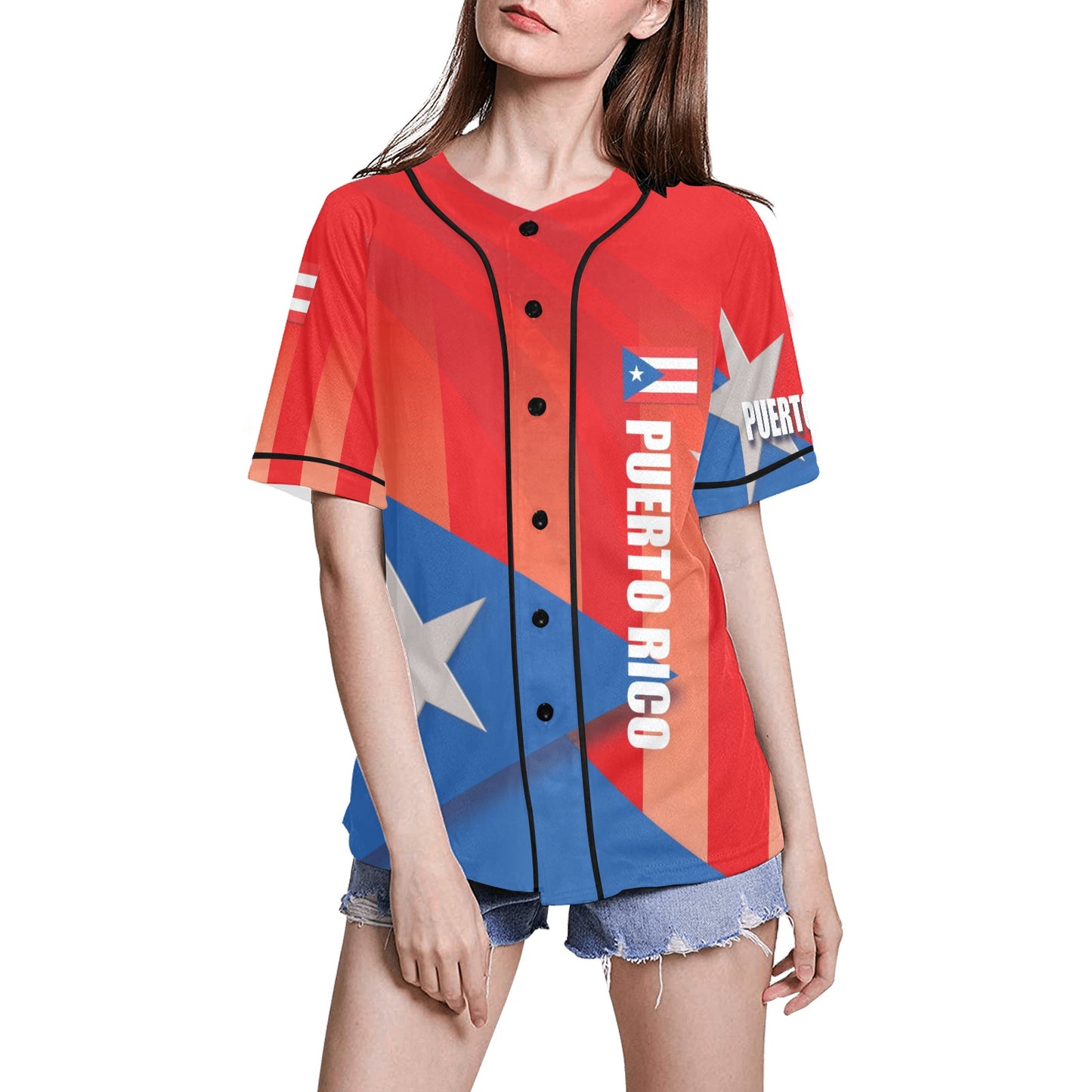 Puerto Rico Women's All Over Print Baseball Jersey(ModelT50)