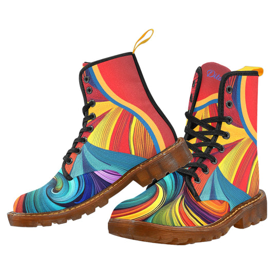 Colorful 2 Women's Lace Up Canvas Boots Shoe (Model1203H)