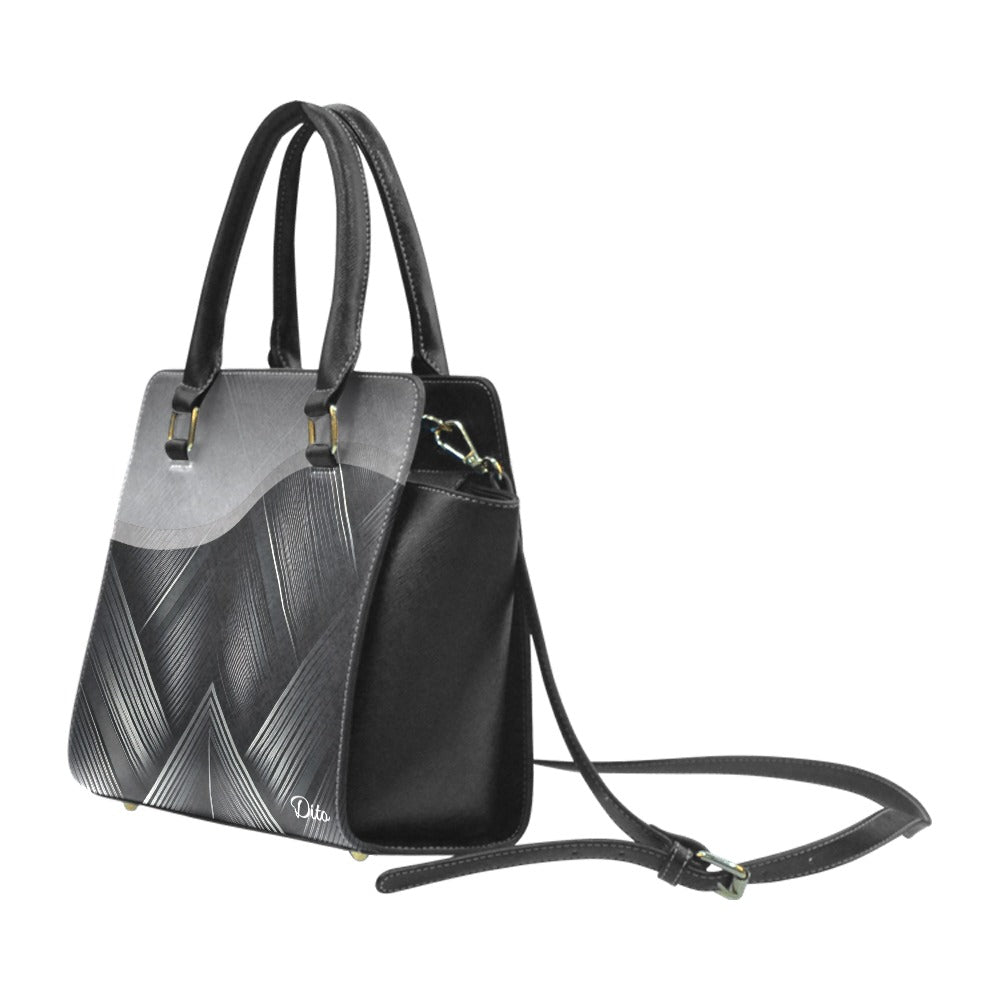 * Black Diamond Rivet Shoulder Handbag