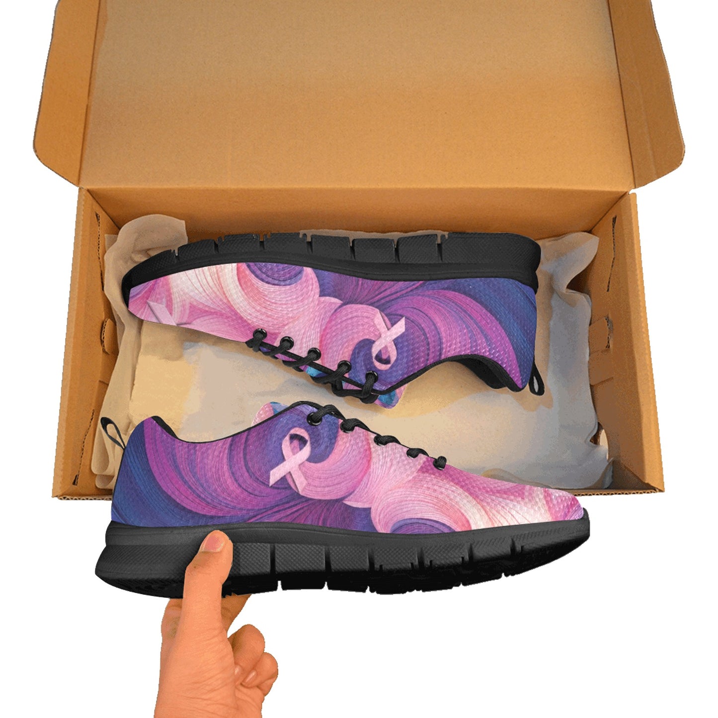 Awareness Blue Pink Women's Breathable Sneakers (Model 055)