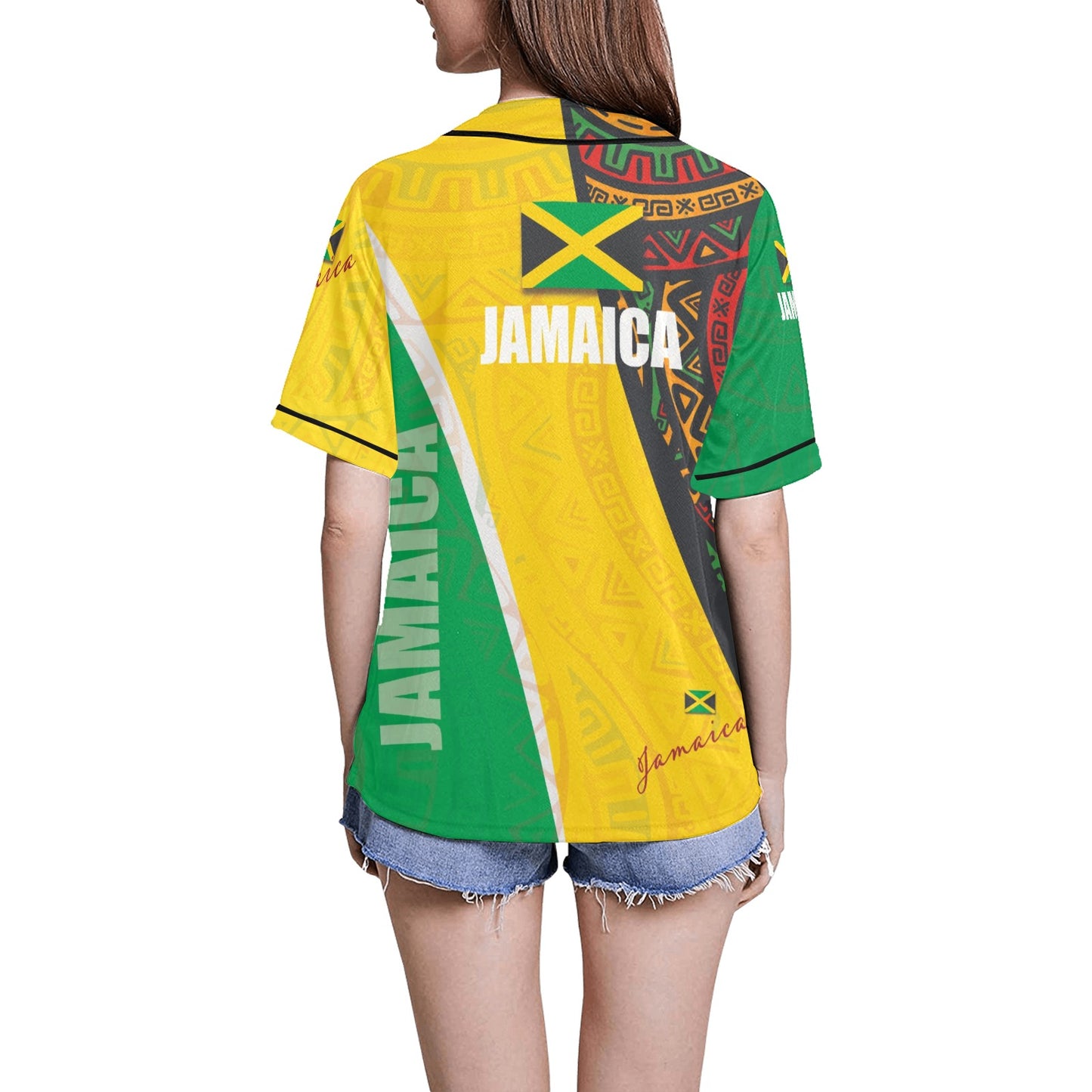Jamaica Women's All Over Print Baseball Jersey(ModelT50)