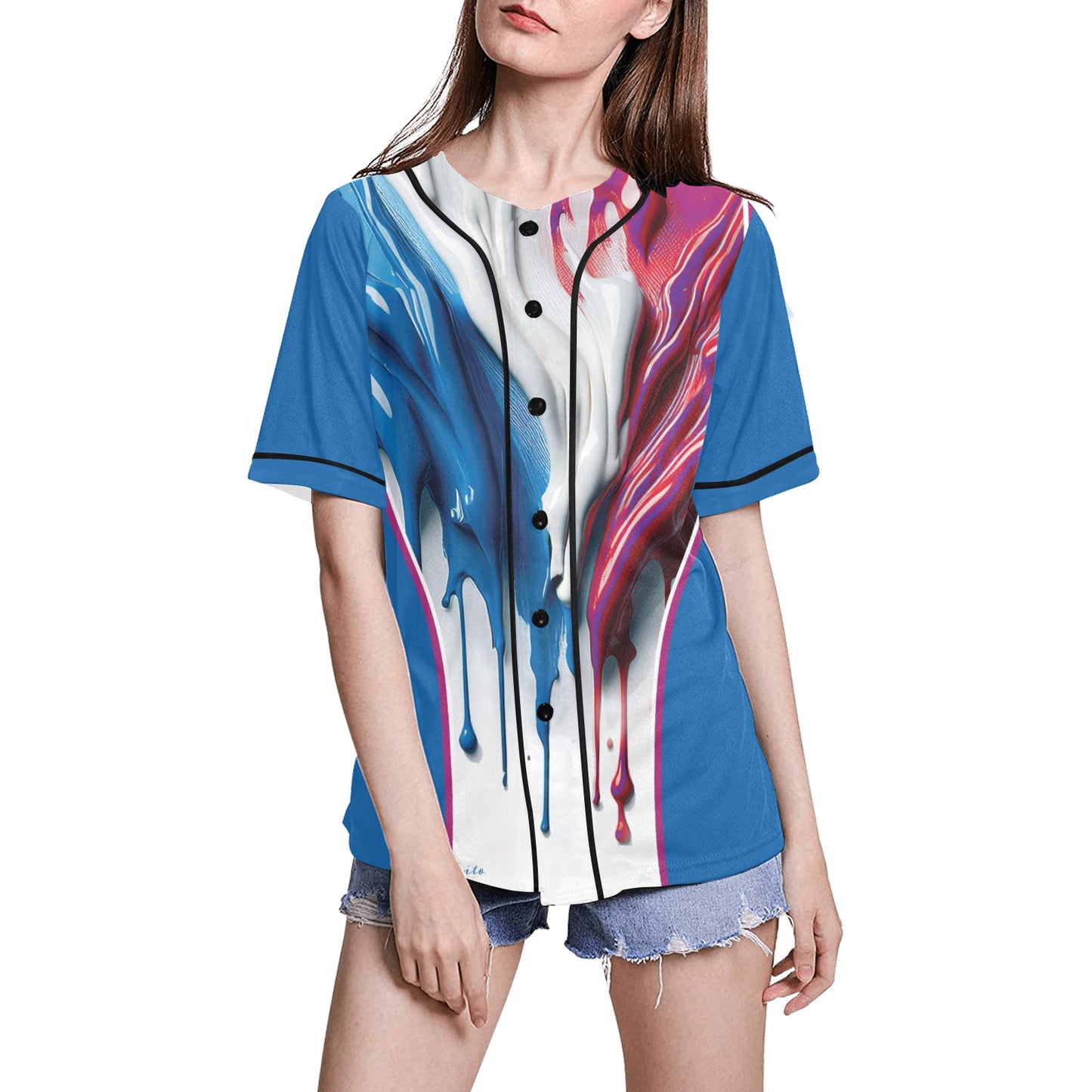 Drip Women's All Over Print Baseball Jersey(ModelT50)