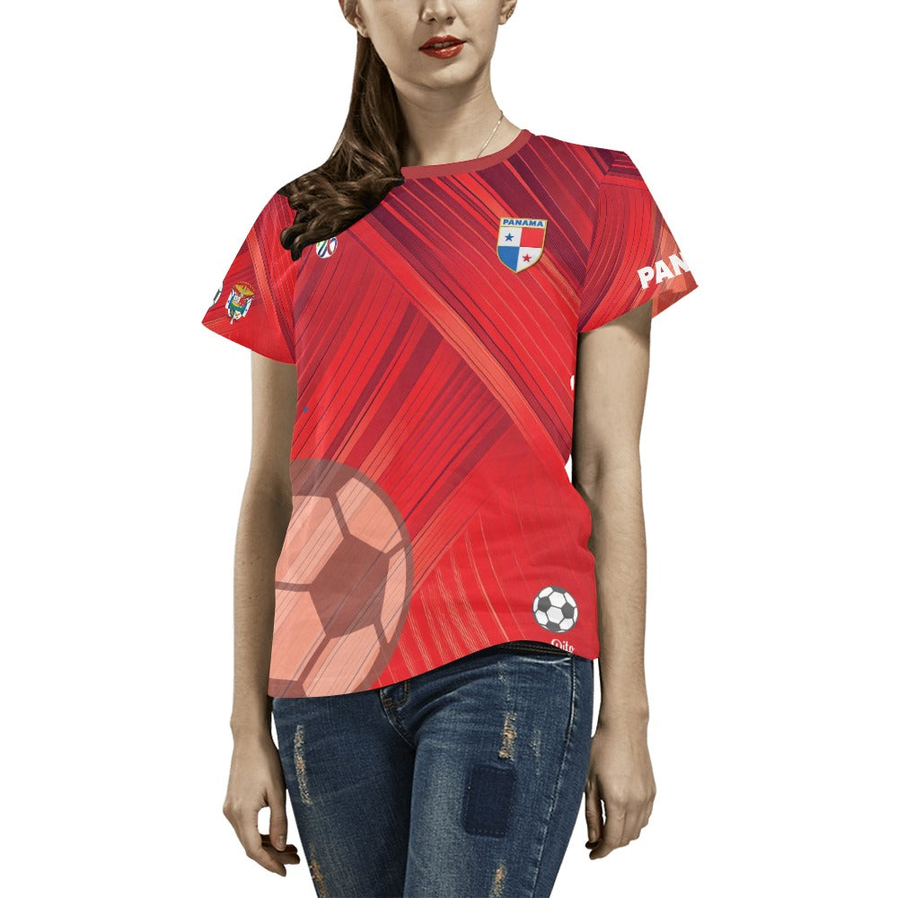 Panama Red Wave Women's All Over Print T-shirt (USA Size) (T40)
