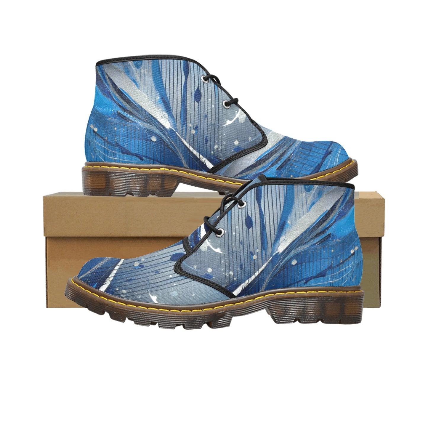 Blue liquid Men's Canvas Chukka Boots (Model 2402-1)