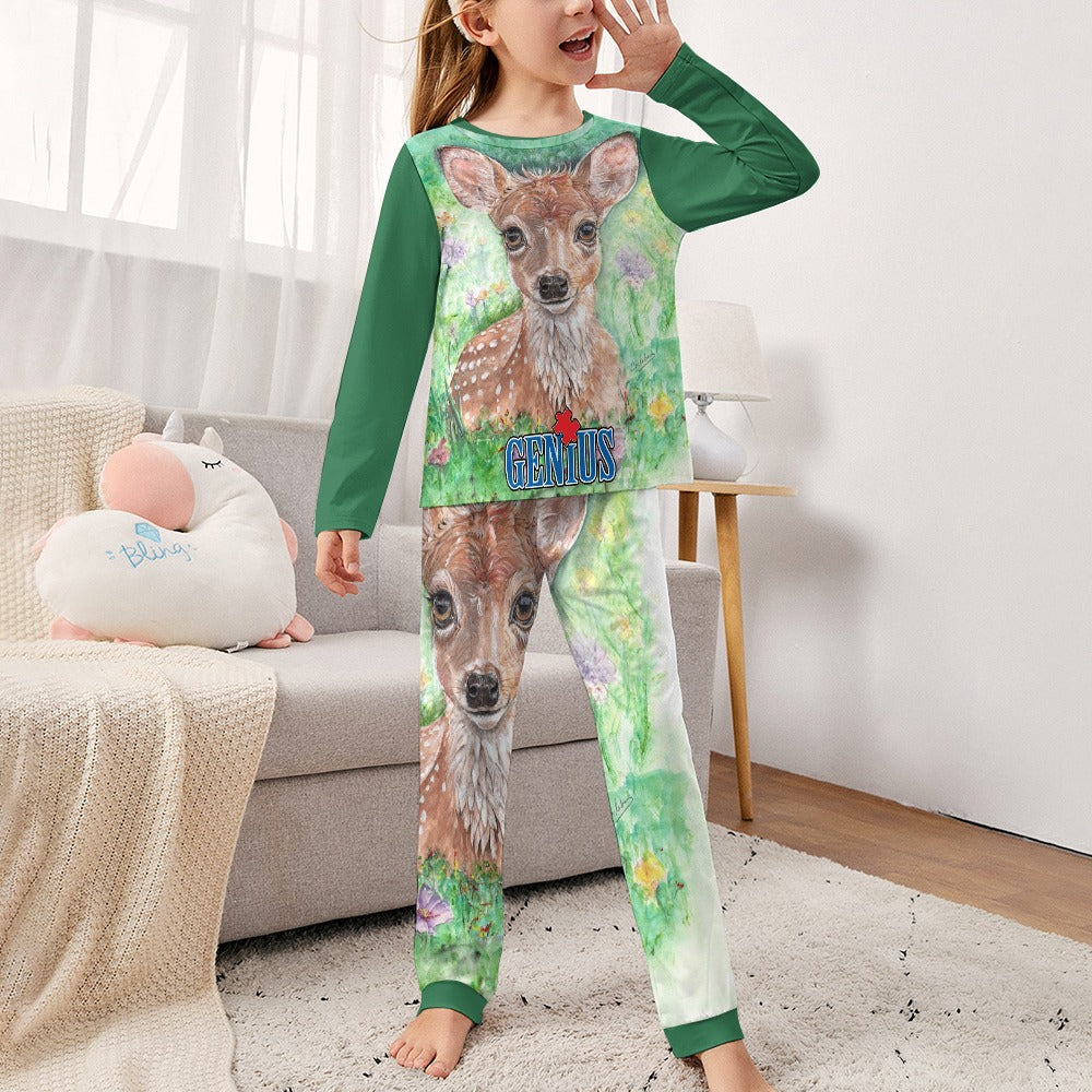 Genius Deer Mom Girl's Pajama suit. (See Size Chart)