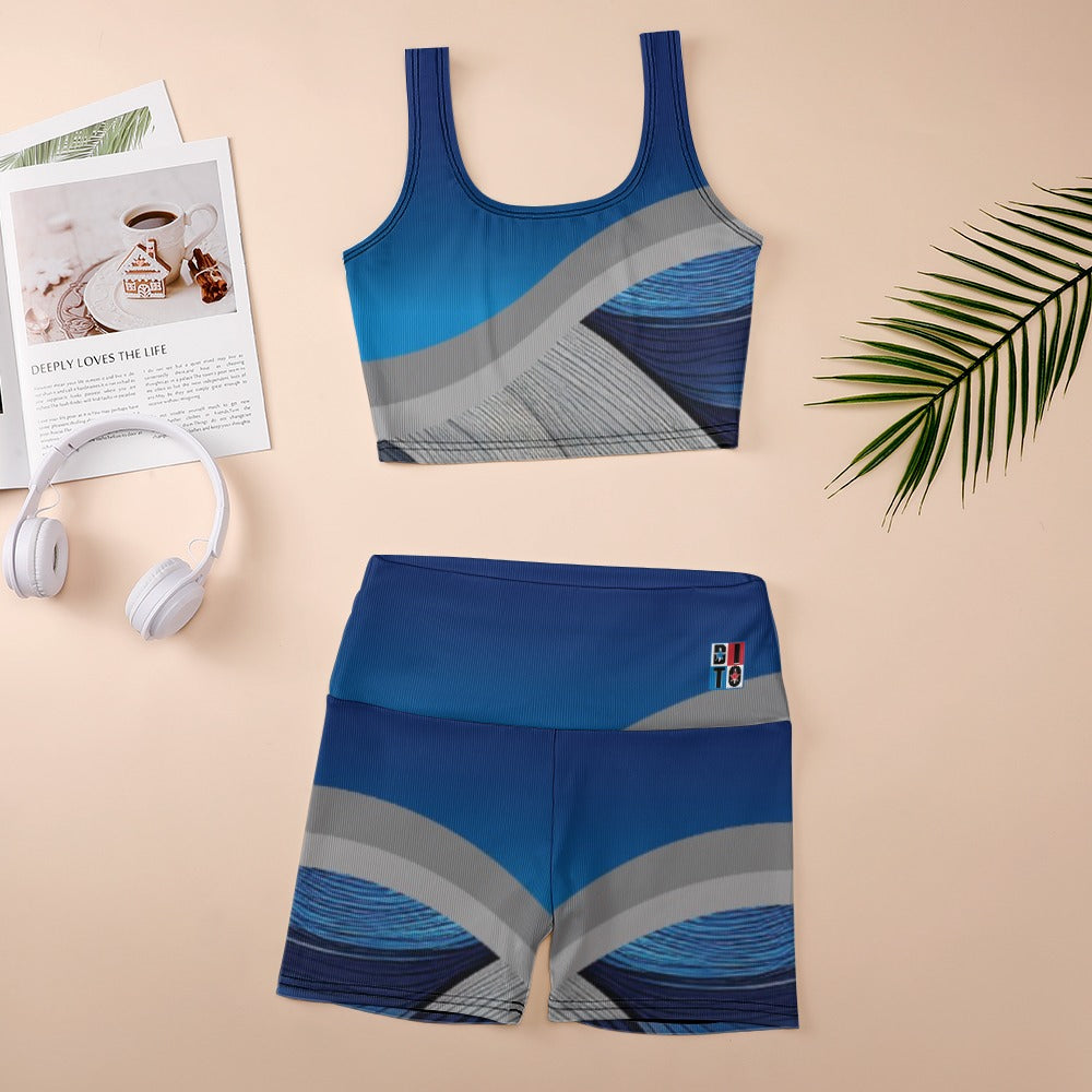 Blue Ribbon Thread Yoga Vest Set