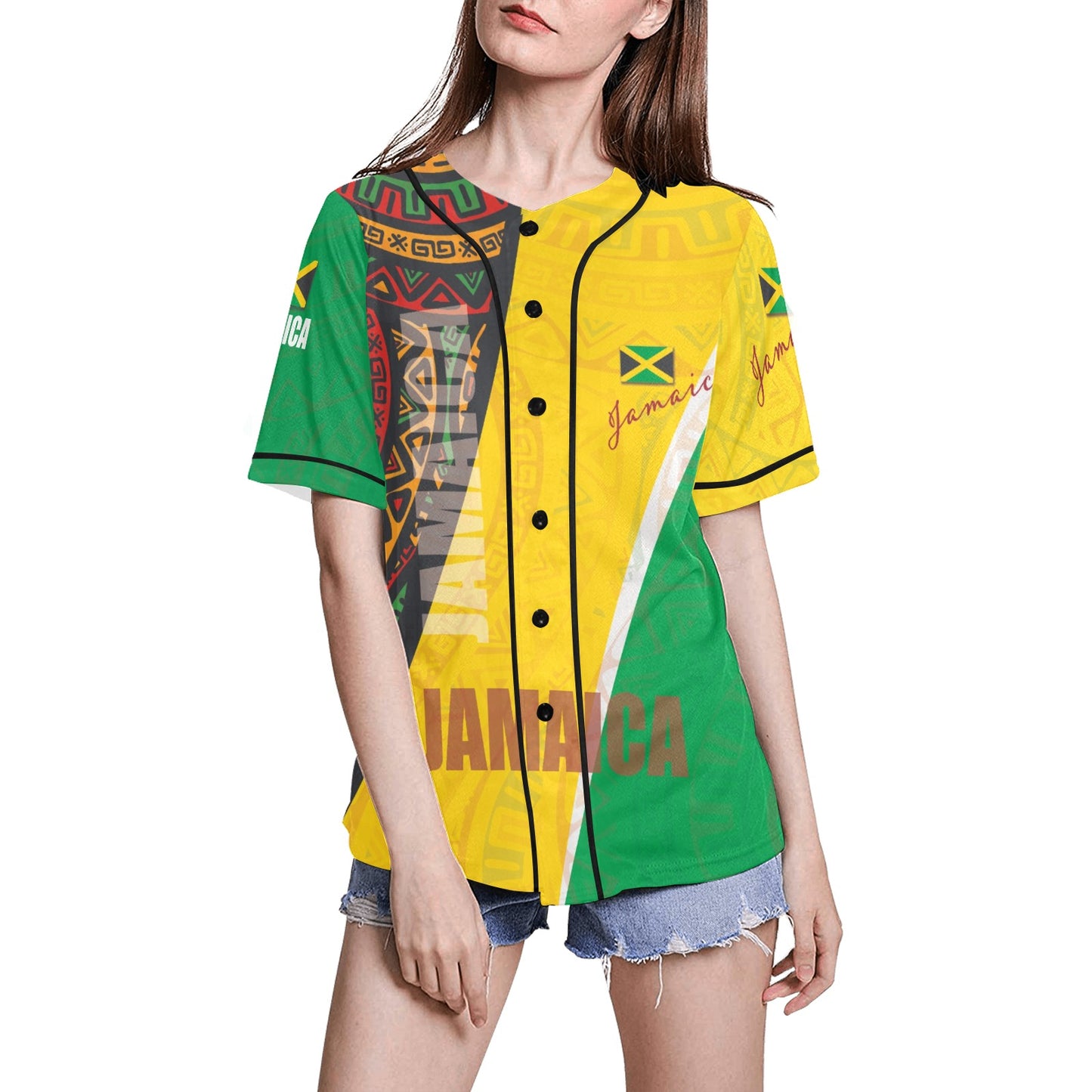 Jamaica Women's All Over Print Baseball Jersey(ModelT50)