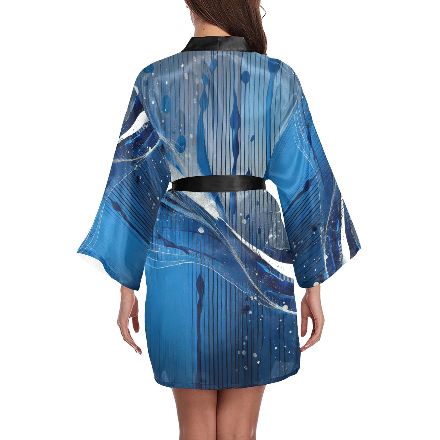 Blue Liquid Women's Long Sleeve Kimono Robe