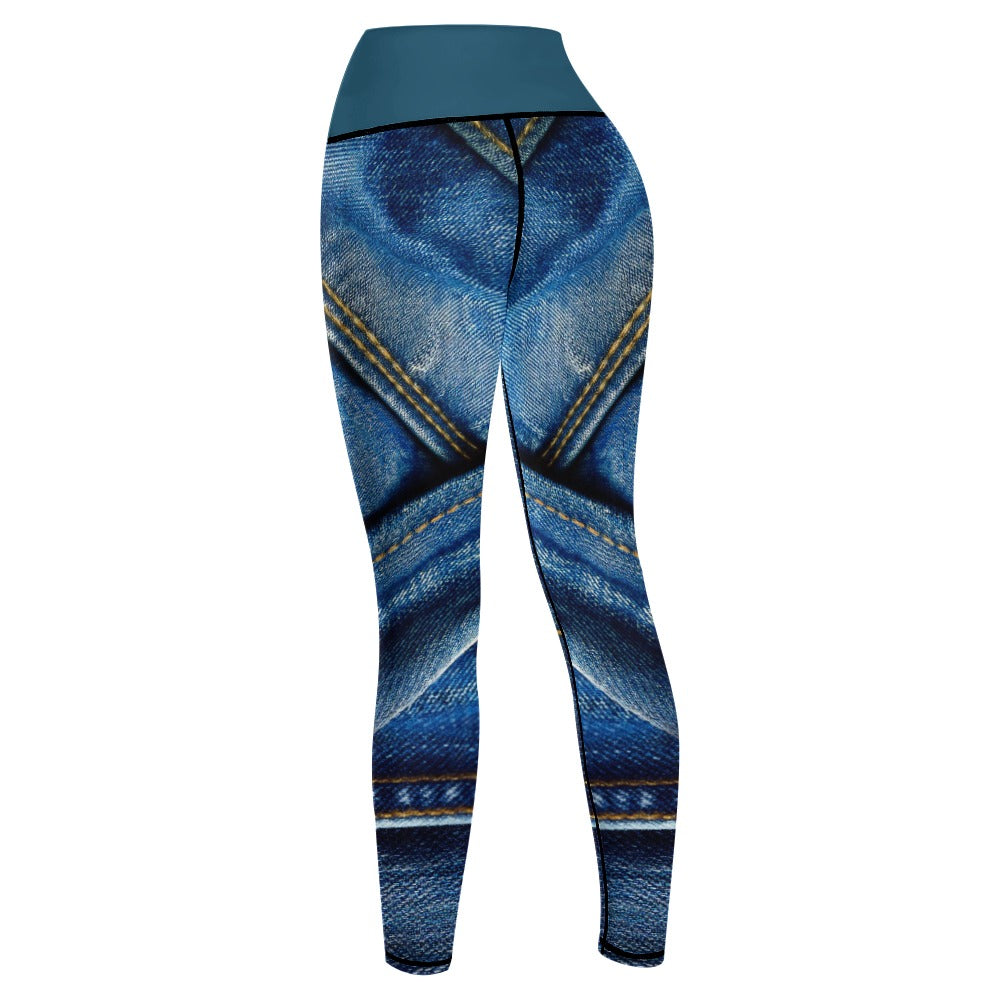Denim Print Women's Comfort Sports Yoga Pants