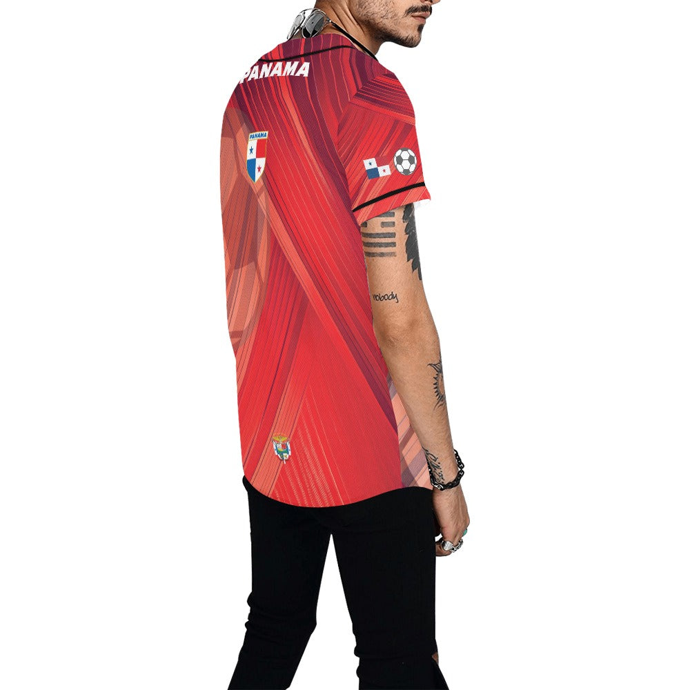 Panama Red Stripes Men's All Over Print Baseball Jersey (T50)
