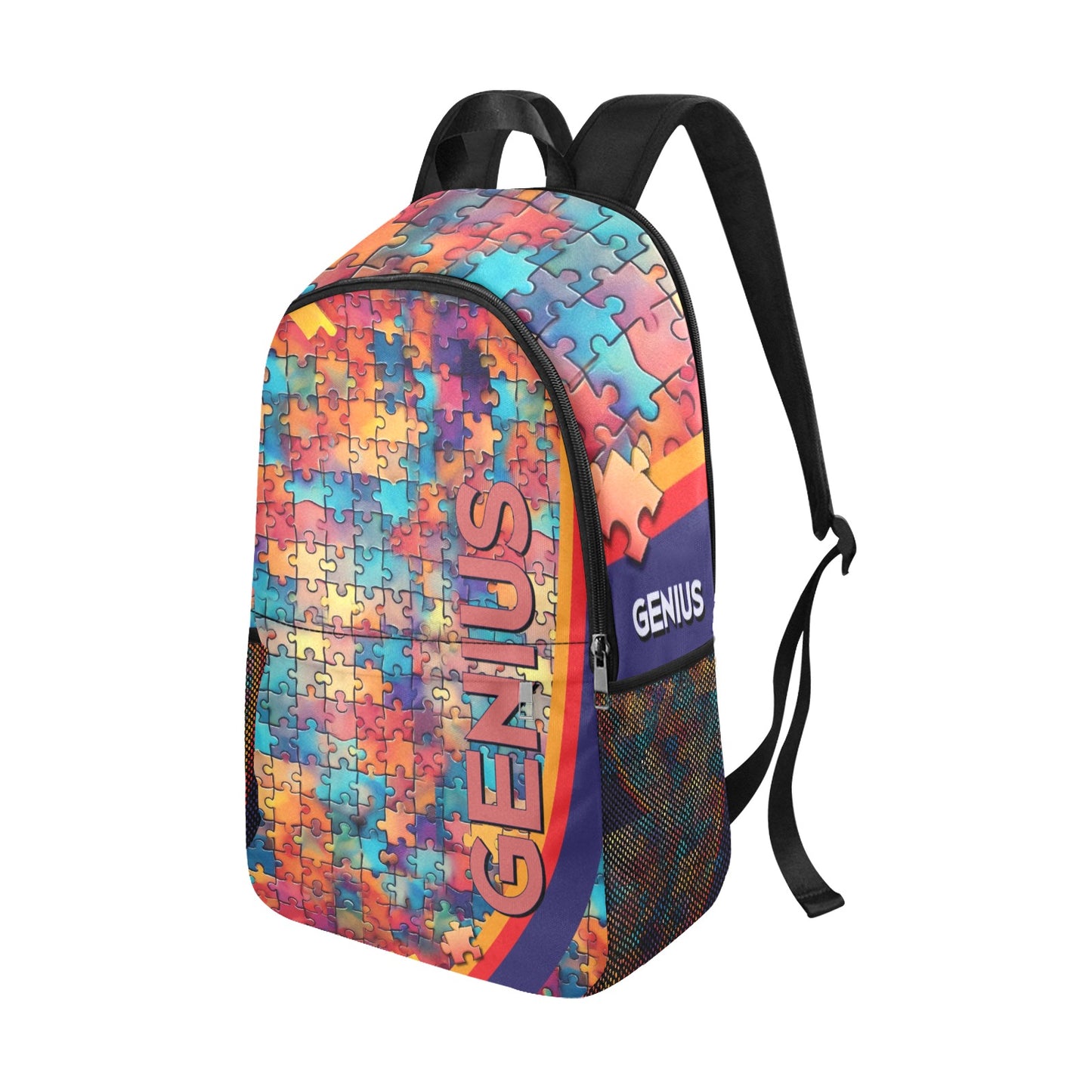 Geniuses Fabric Backpack with Side Mesh Pockets (1659)