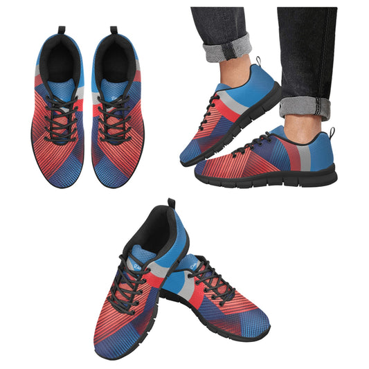Red Ribbon Men's Breathable Sneakers (Model 055)