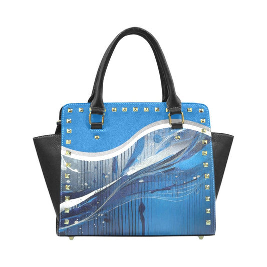 *Blue Liqid Rivet Shoulder Handbag