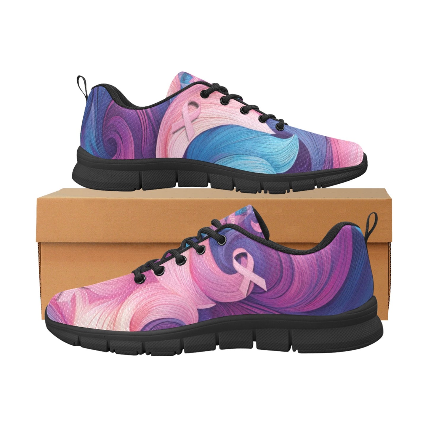 Awareness Blue Pink Men's Breathable Sneakers (Model 055)