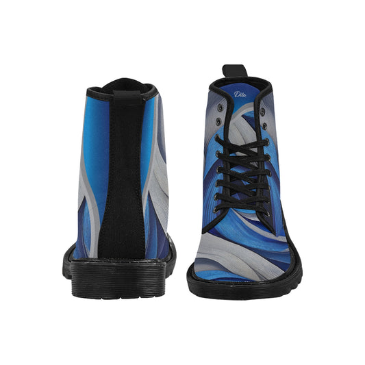 Blue Ribbon Women's Lace Up Canvas Boots Shoe (Model1203H)(Black)