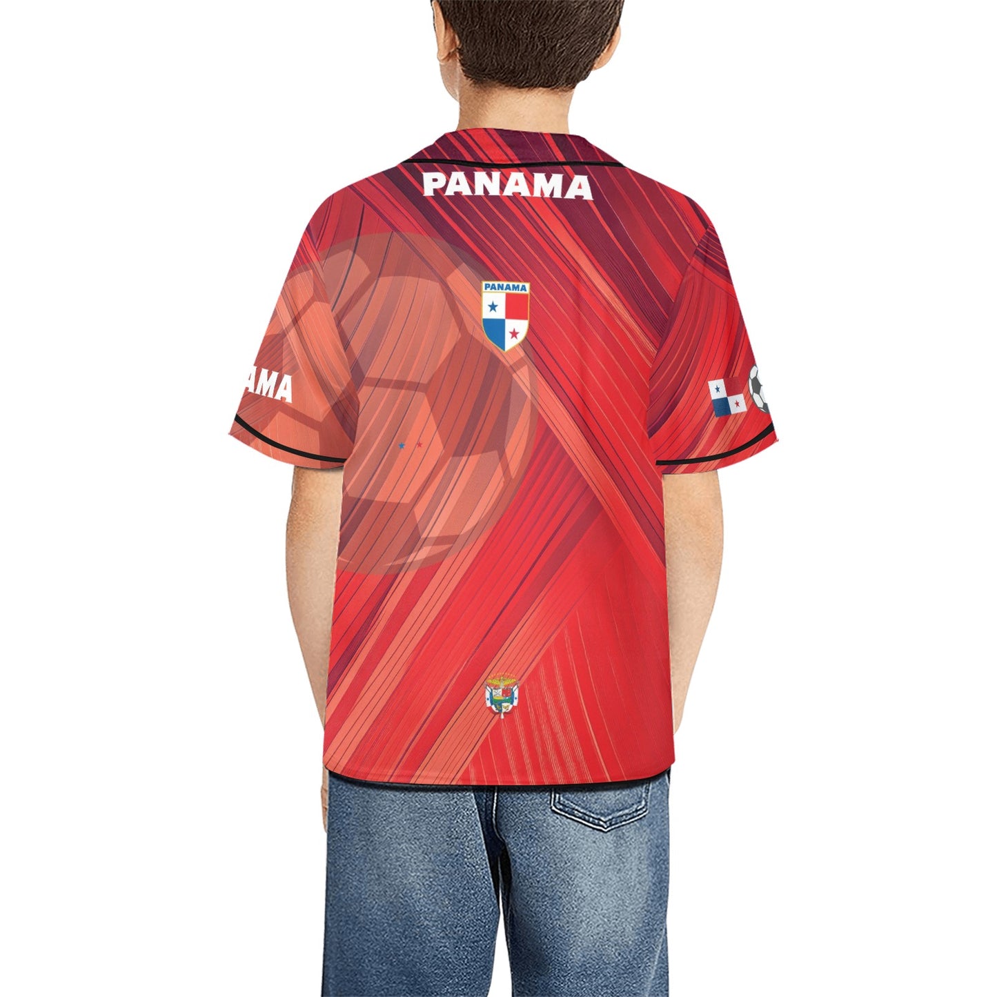 Panama Red Stripes Kid's All Over Print Baseball Jersey(ModelT50)