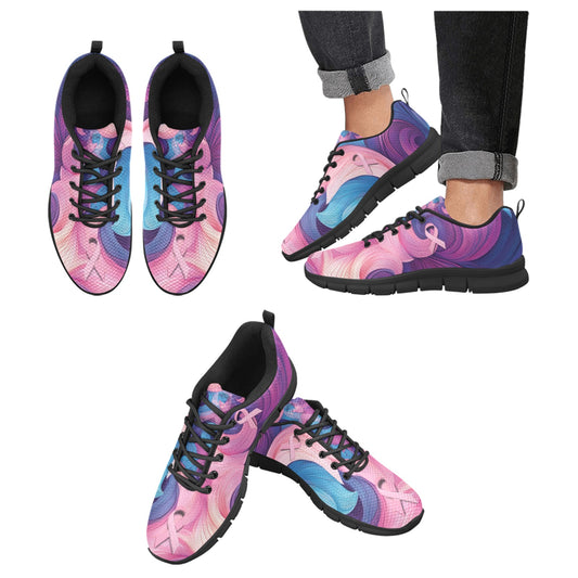 Awareness Blue Pink Women's Breathable Sneakers (Model 055)
