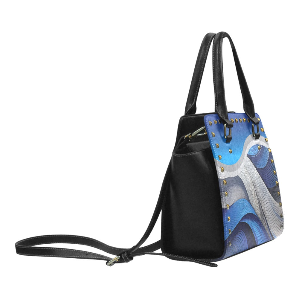 *Blue Ribbon Rivet Shoulder Handbag