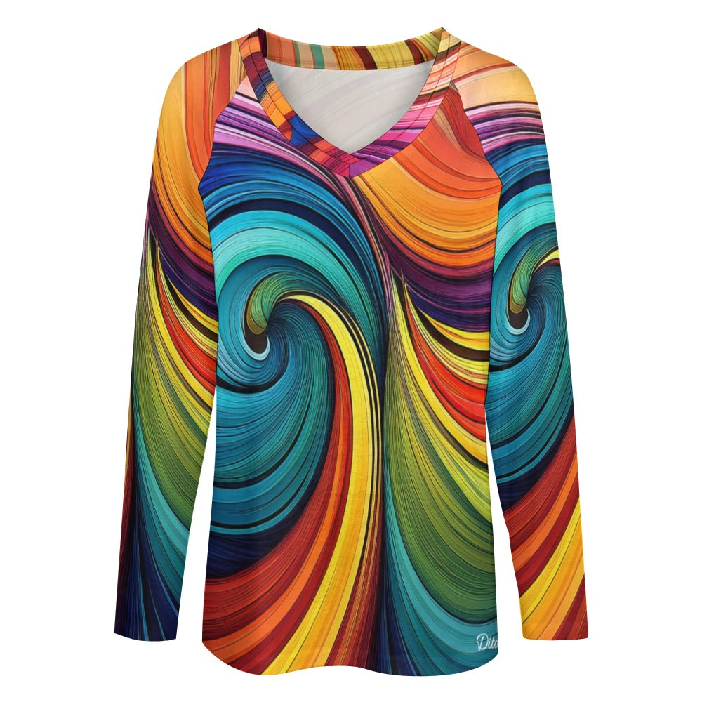 *Colorful Women's Long sleeve loose tee
