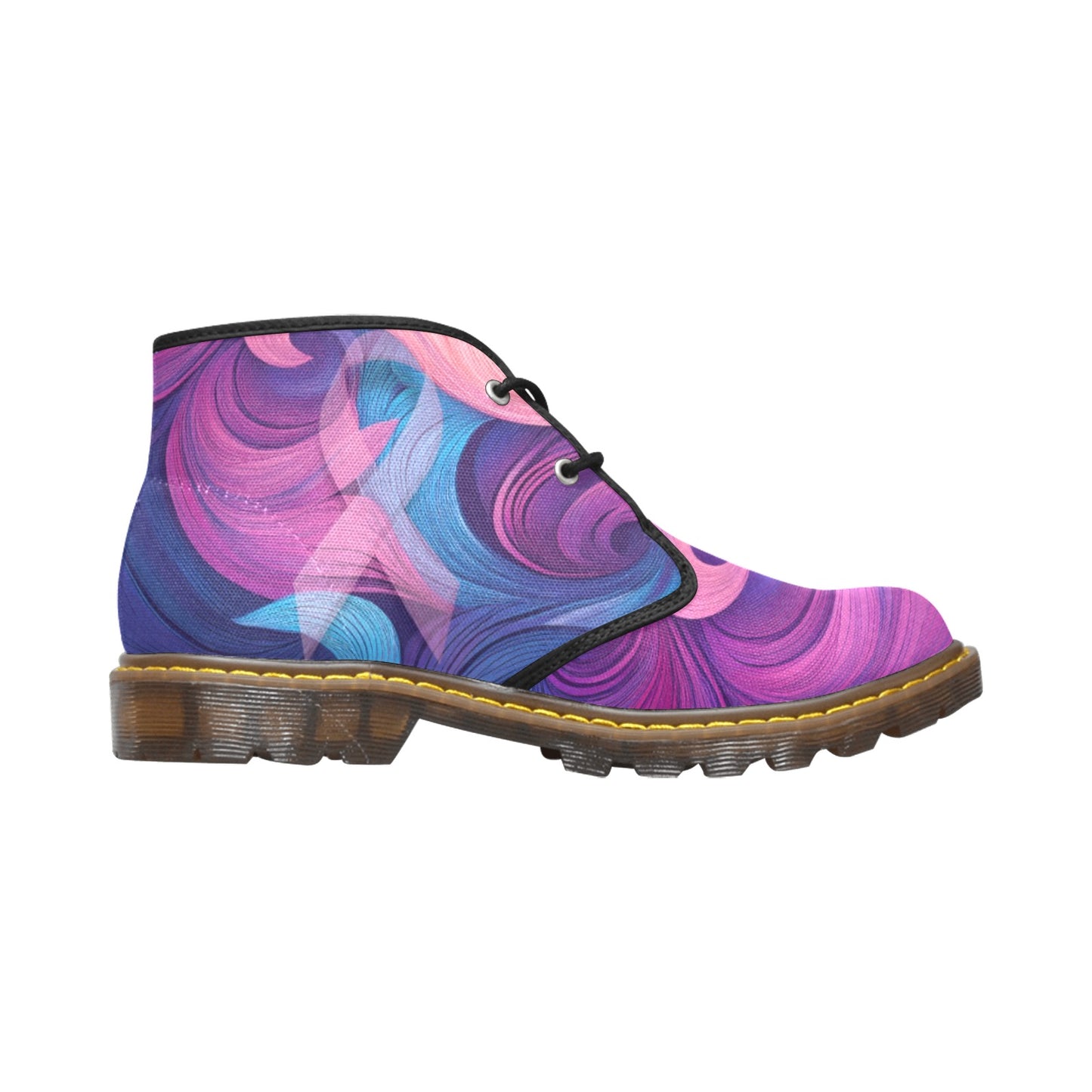 Awareness Blue Pink Men's Canvas Chukka Boots (Model 2402-1)