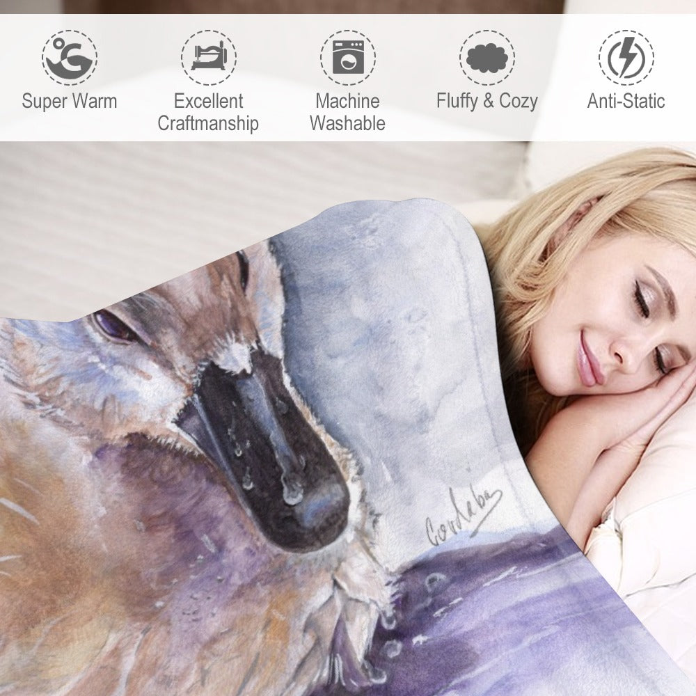 Genius Baby Swan Ultra-Soft Flannel Blanket 60"x80"