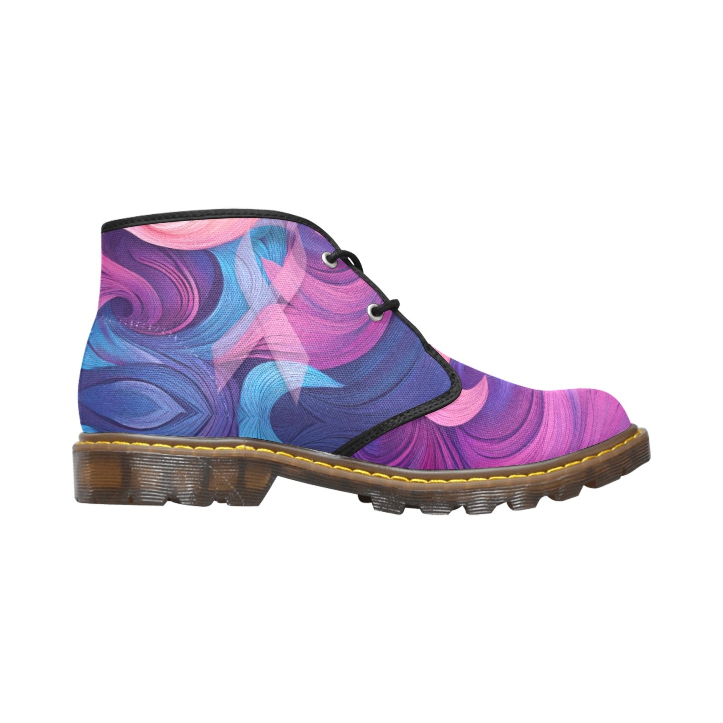 Awareness Blue Pink Women's Canvas Chukka Boots (Model 2402-1)