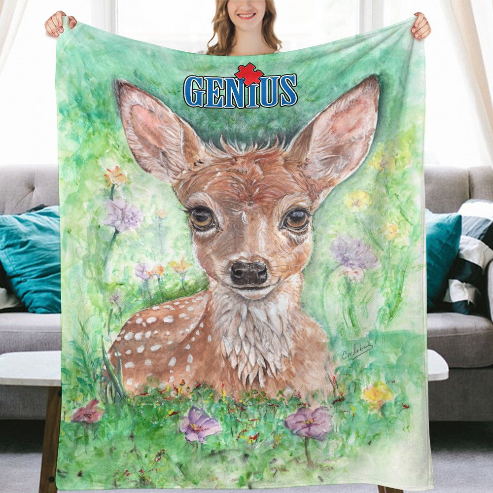 Genius Deer Mom Ultra-Soft Flannel Blanket 60"x80"