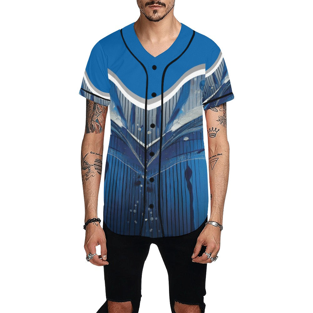 Blue Liquid Men's All Over Print Baseball Jersey (T50)