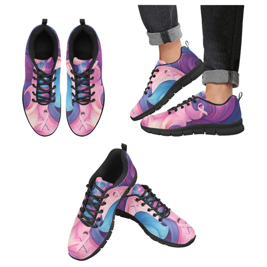 Awareness Blue Pink Men's Breathable Sneakers (Model 055)