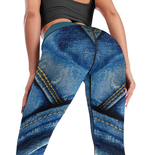 Denim Print Women's Comfort Sports Yoga Pants