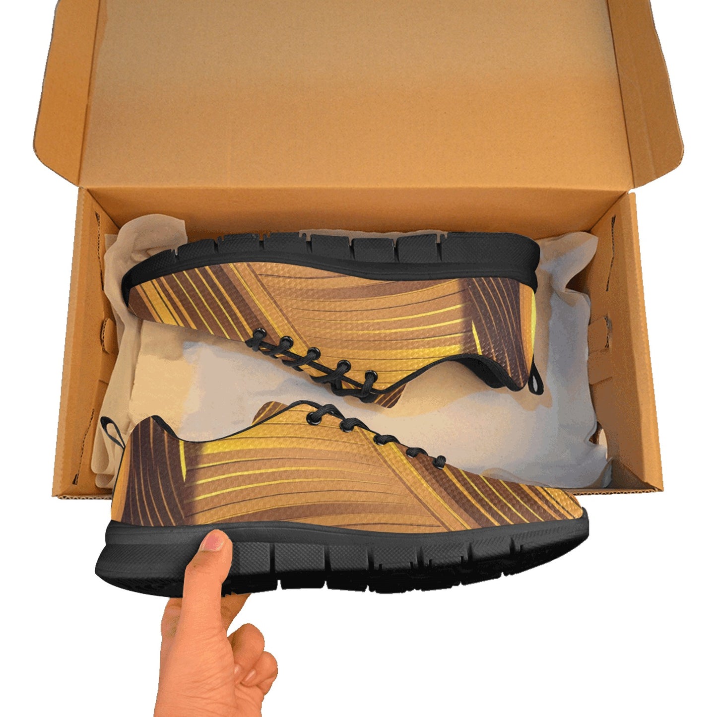 Golden Women's Breathable Sneakers (Model 055) (Two Shoes With Different Printing)