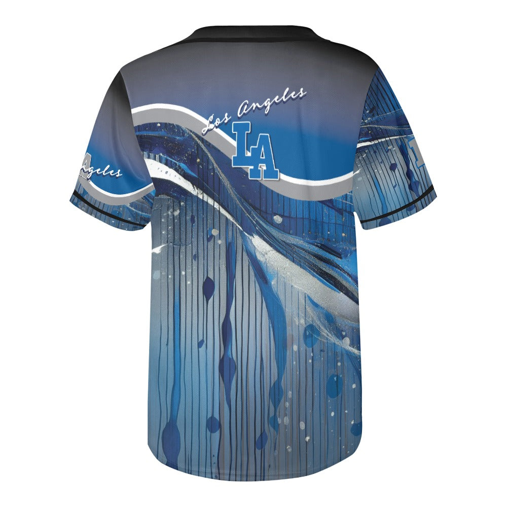 LA Blue Liquid Men's All Over Print Baseball Jersey (T50)