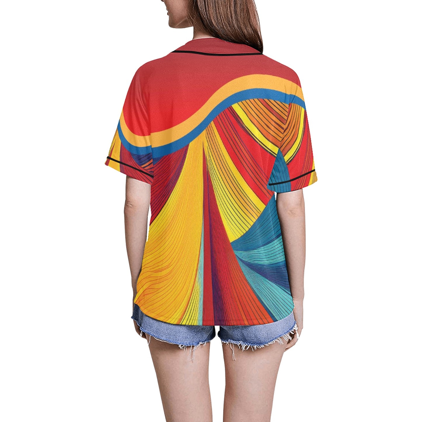 Colorful Women's All Over Print Baseball Jersey(ModelT50)