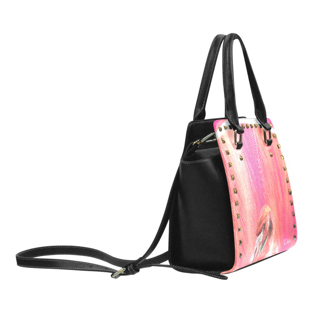 *Flamingo Rivet Shoulder Handbag