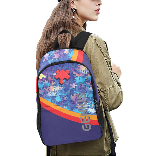 Geniuses Blue Fabric Backpack with Side Mesh Pockets (1659)