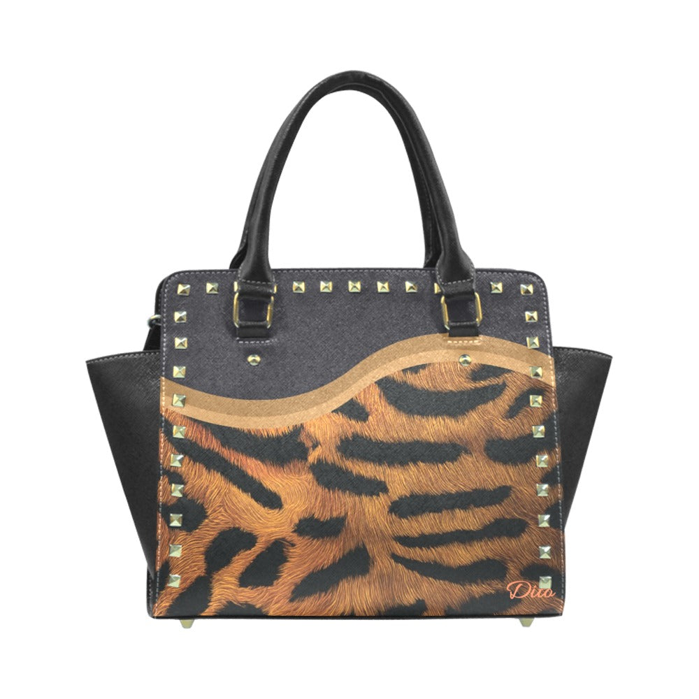 *Tiger Rivet Shoulder Handbag