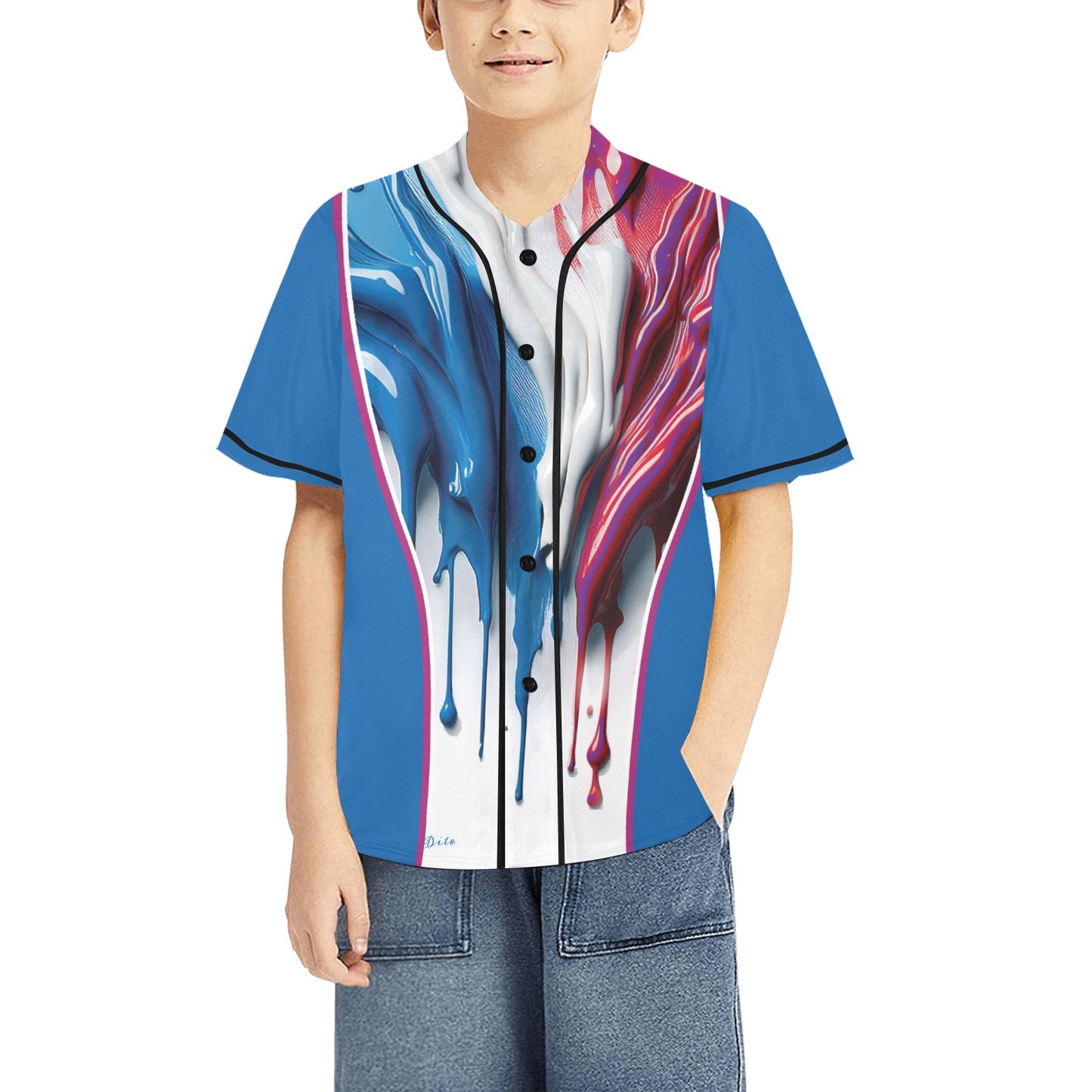 Drip Kid's All Over Print Baseball Jersey(ModelT50)