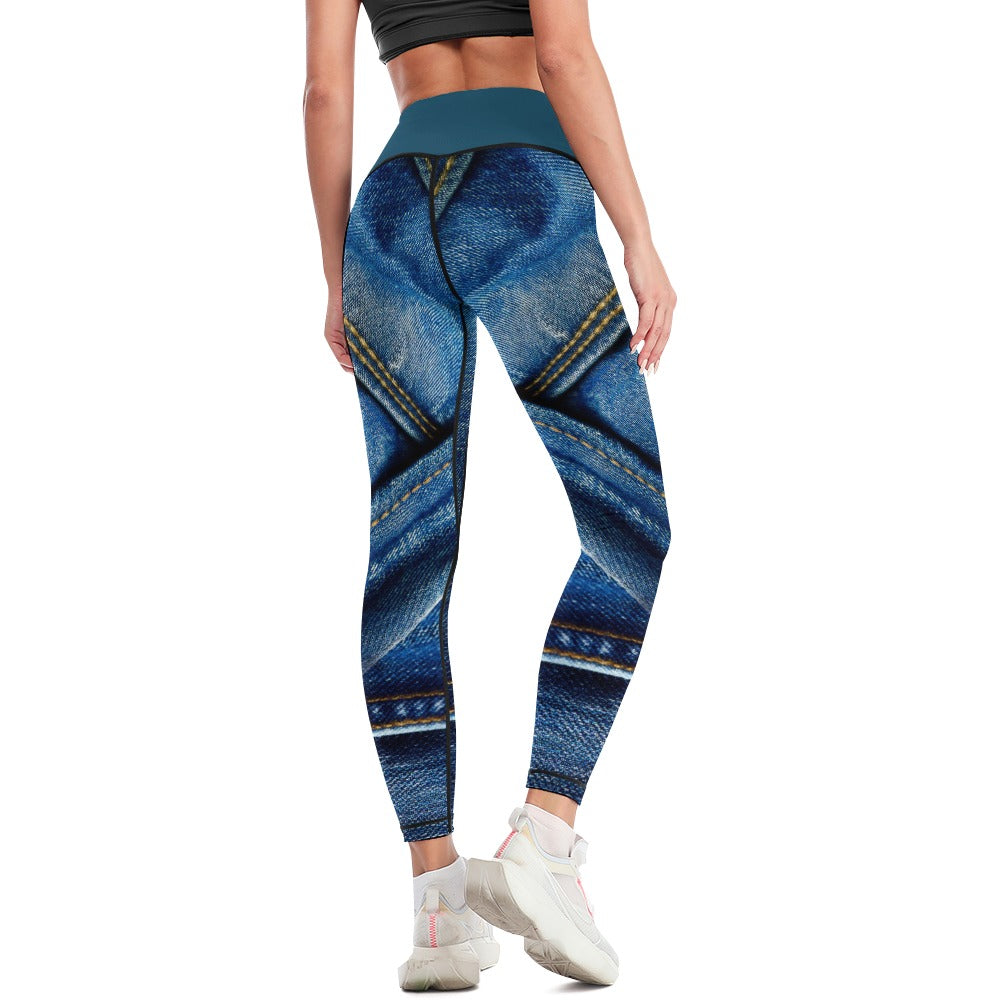 Denim Print Women's Comfort Sports Yoga Pants