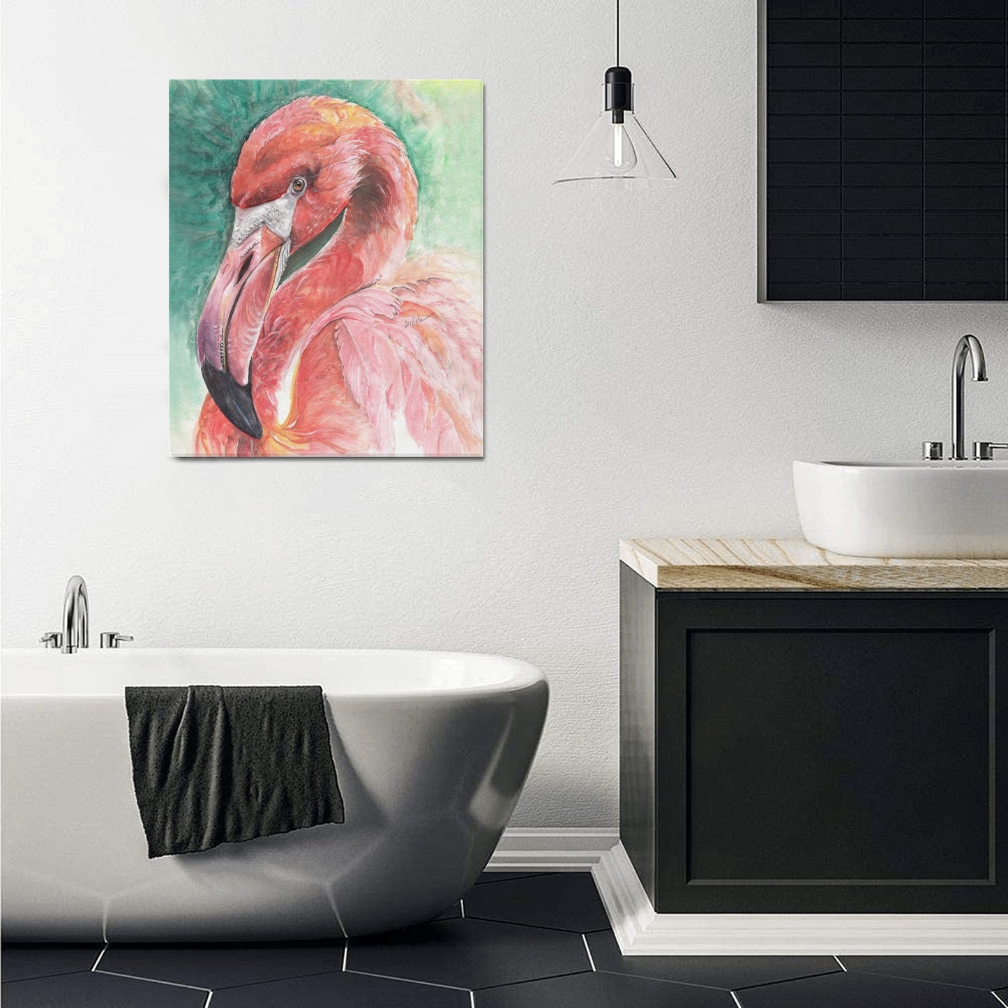 -Flamingo Canvas Print 20"x24" Made in the USA