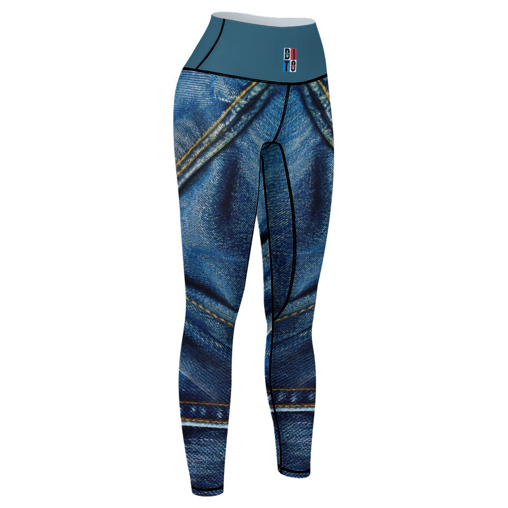 Denim Print Women's Comfort Sports Yoga Pants