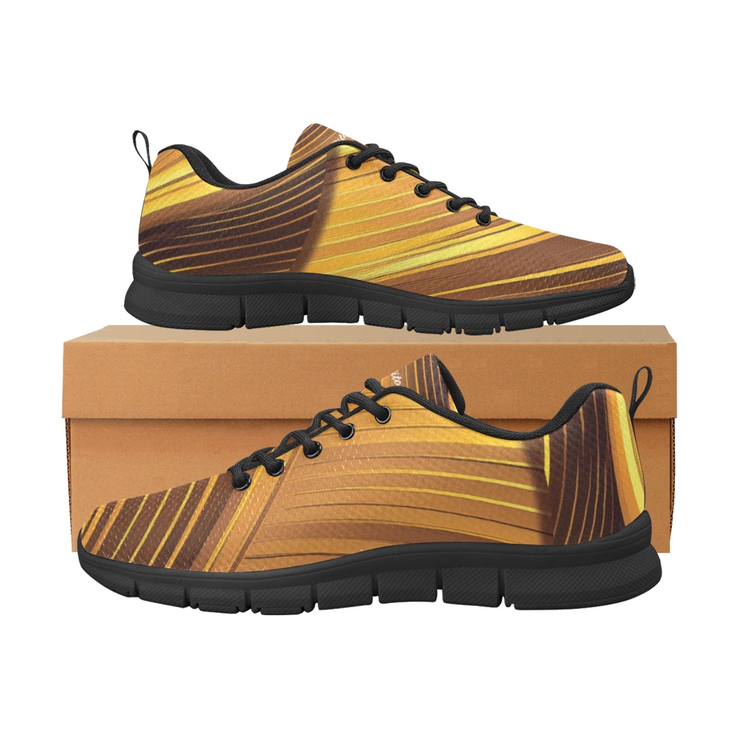Golden Women's Breathable Sneakers (Model 055) (Two Shoes With Different Printing)