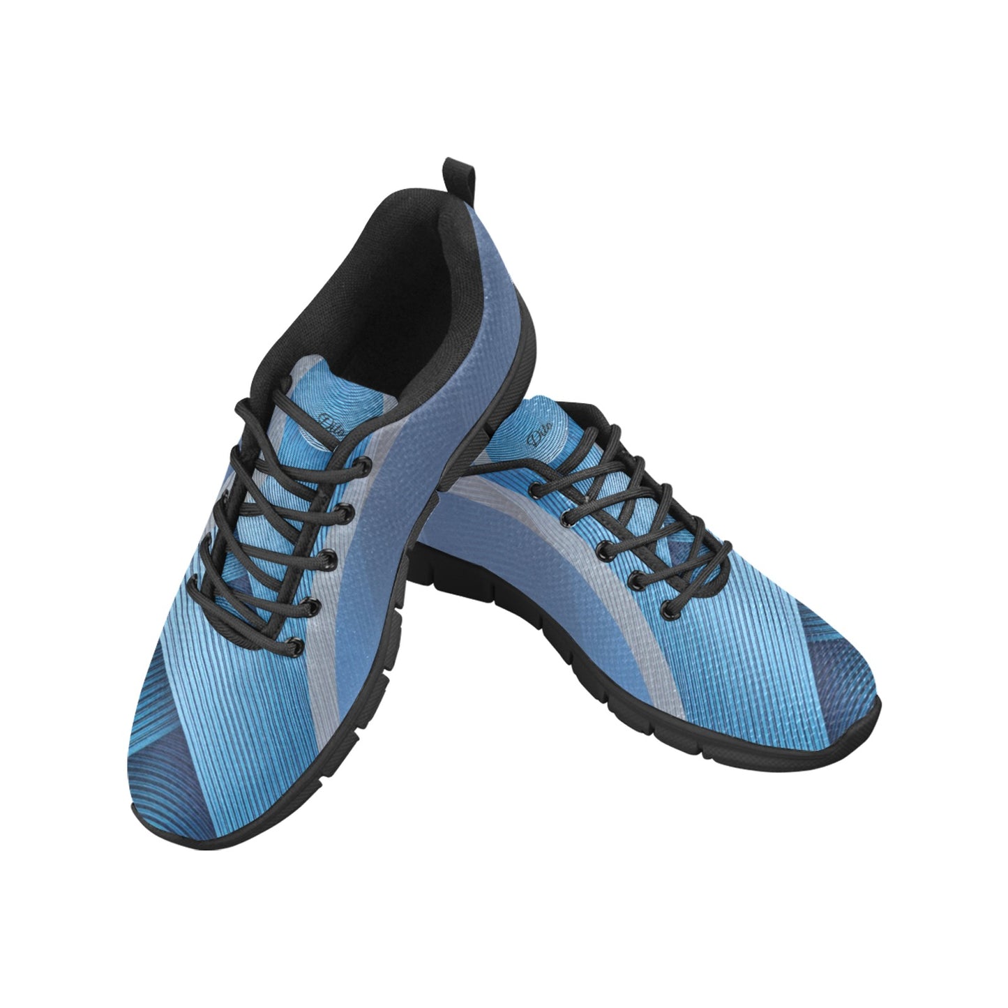 Blue Stripes Men's Breathable Sneakers (Model 055)