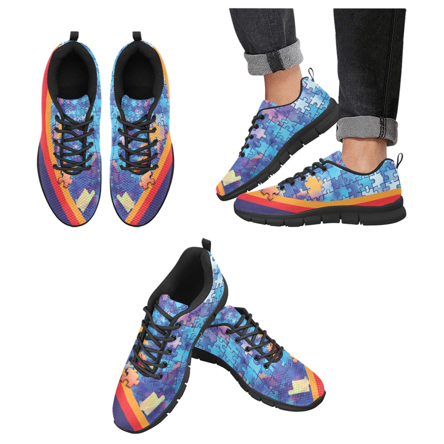 Geniuses Blue Men's Breathable Sneakers (Model 055)