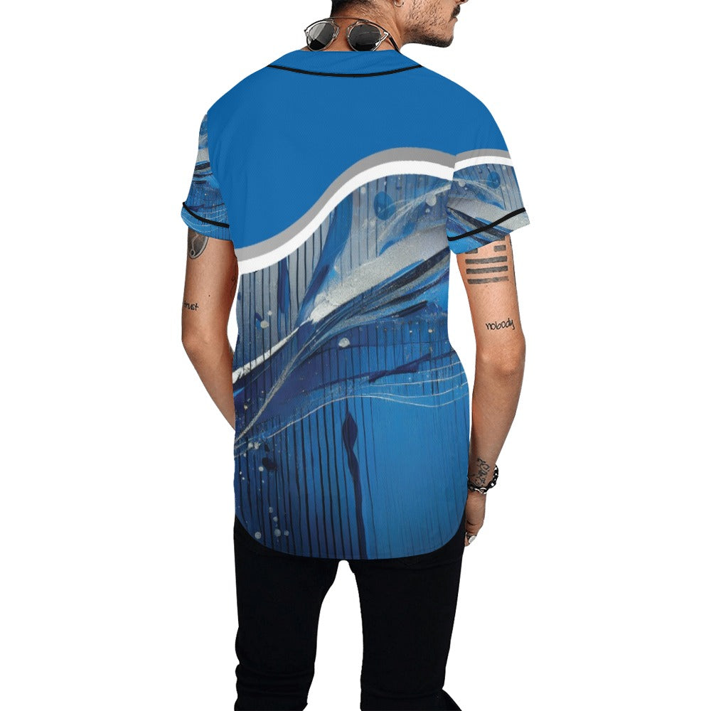 Blue Liquid Men's All Over Print Baseball Jersey (T50)