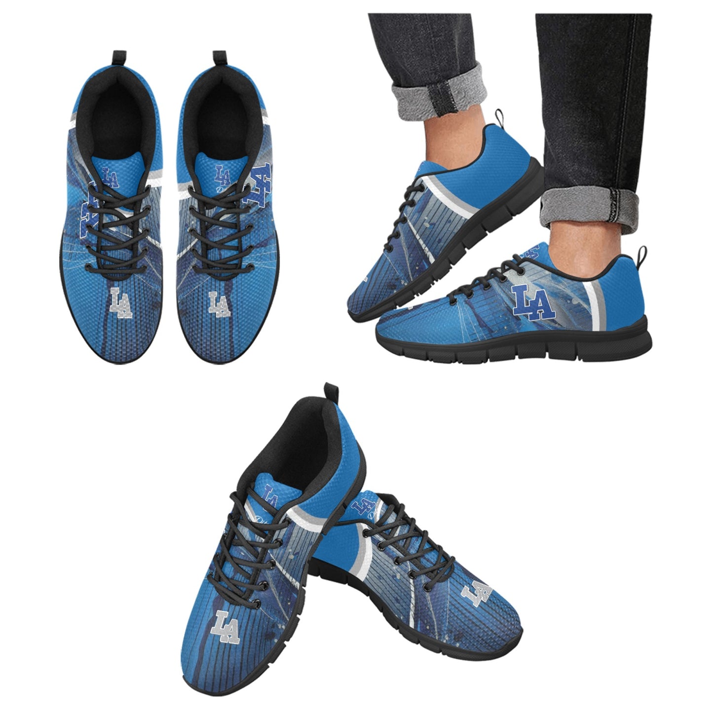 LA Blue Liquid Men's Breathable Sneakers (Model 055)