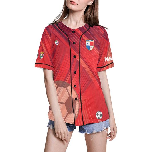 Panama Red Stripes Women's All Over Print Baseball Jersey(ModelT50)