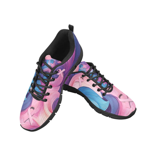 Awareness Blue Pink Women's Breathable Sneakers (Model 055)