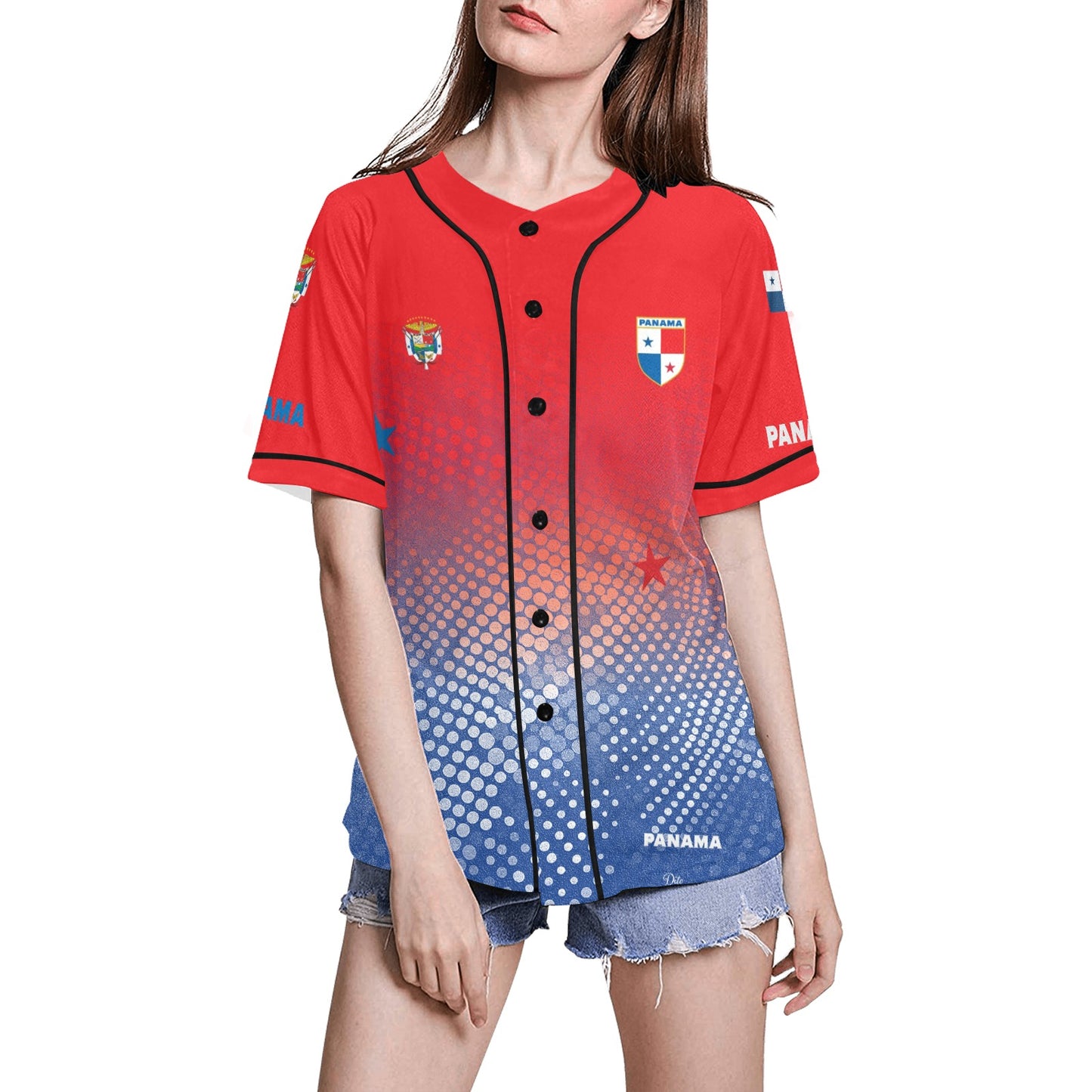 Panama Dots Women's All Over Print Baseball Jersey(ModelT50)
